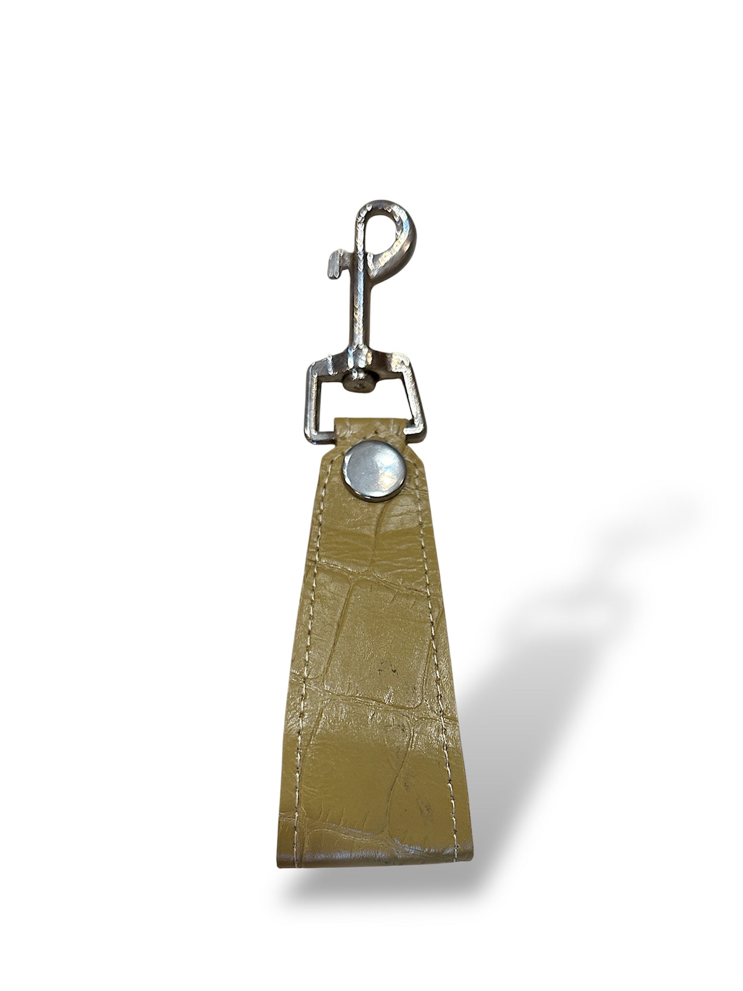 Llavero de cuero crocco mostaza