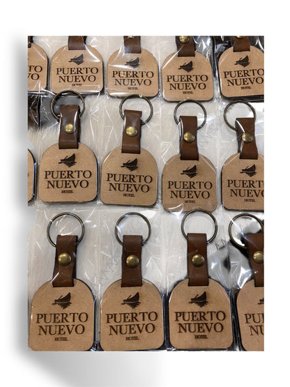 Llavero cuero y Madera