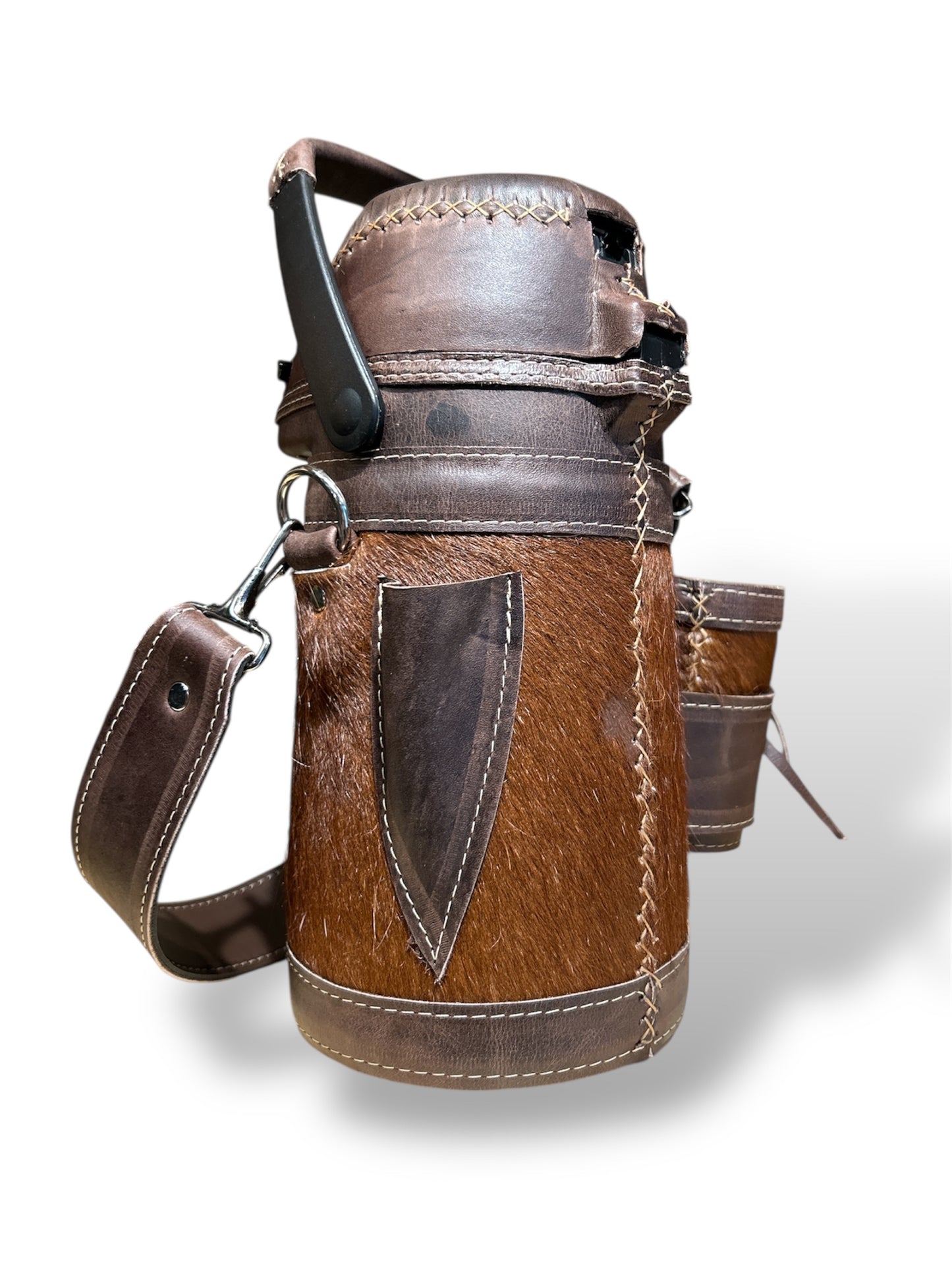 Termo forrado en cuero marron de 1.3lts.