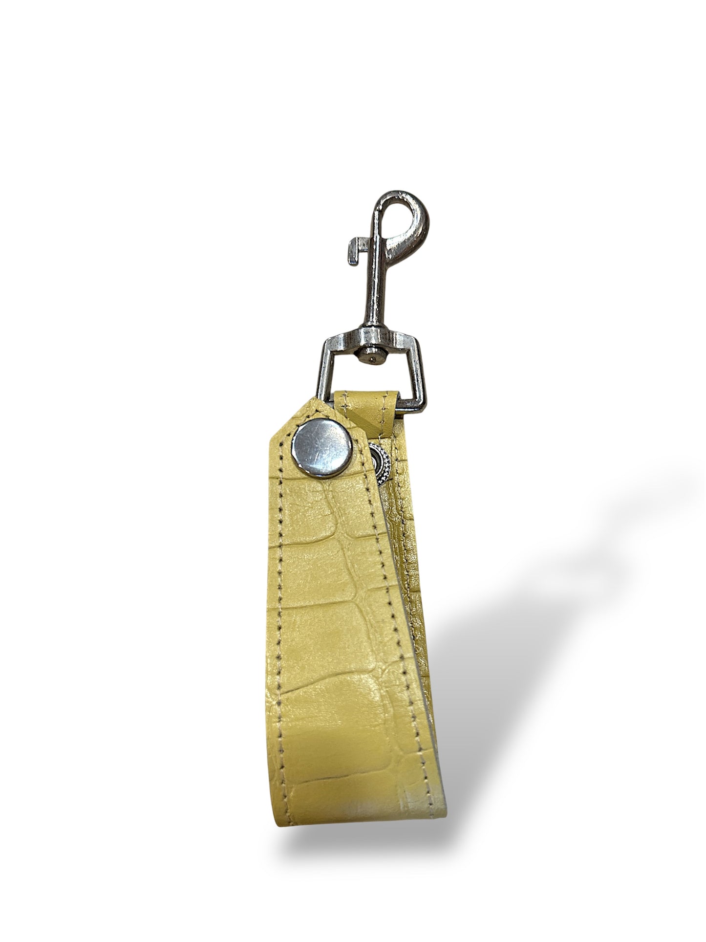 Llavero de cuero crocco vainilla