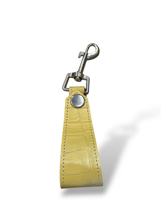 Llavero de cuero crocco vainilla