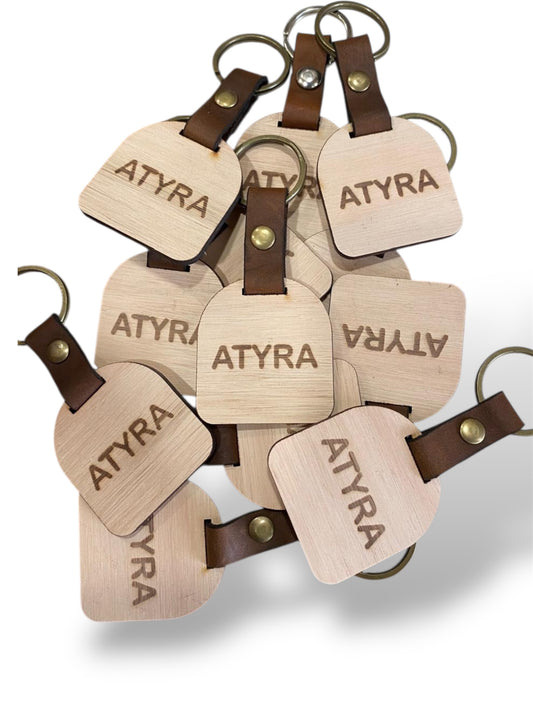 Llavero cuero y Madera