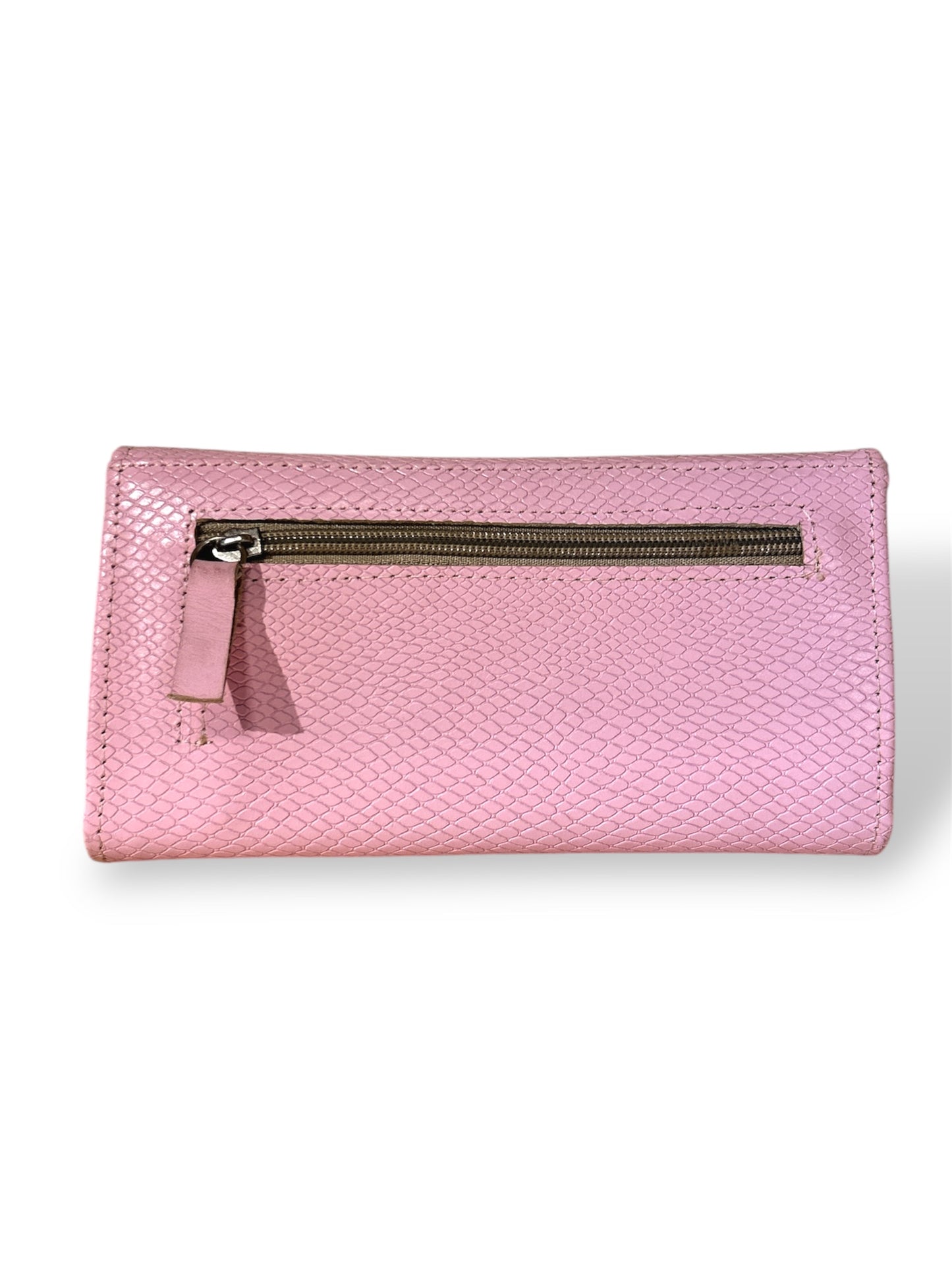 Billetera para dama en cuero corcho rosa pastel