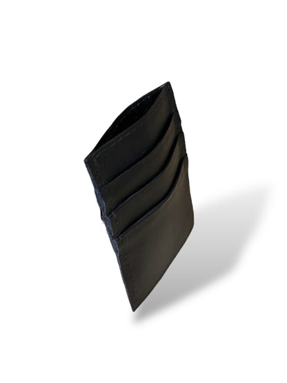 Tarjetero de Cuero negro liso