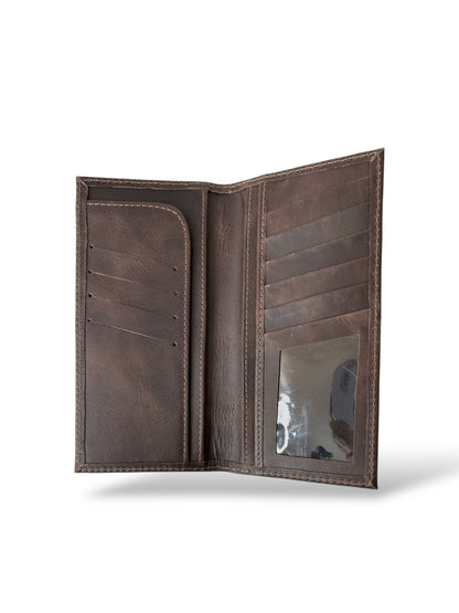 Billetera larga en cuero marron salvaje