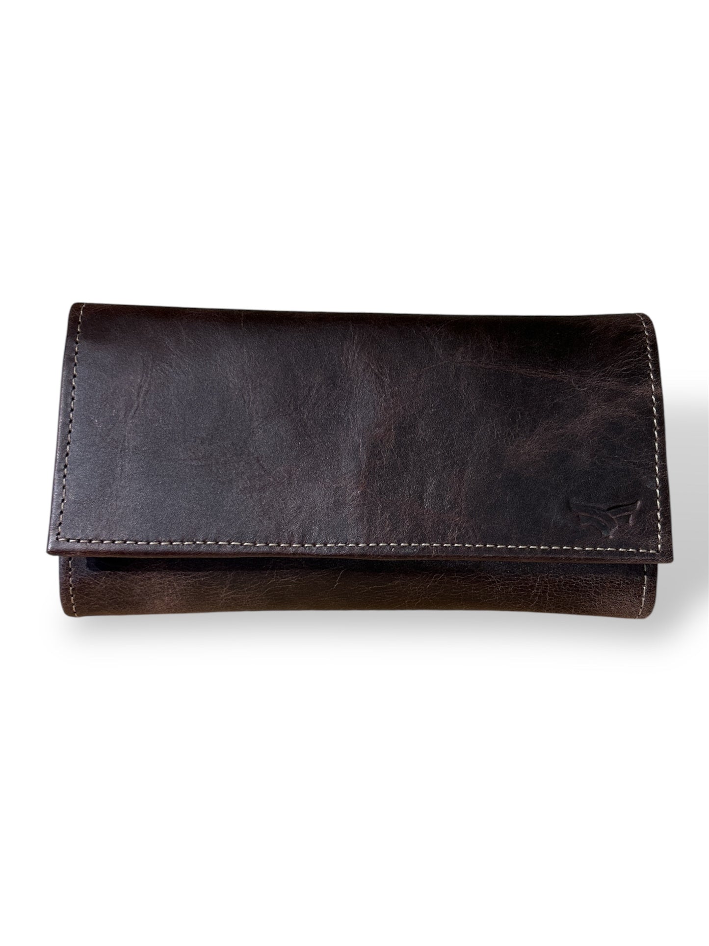 Billetera para dama de cuero marrón salvaje