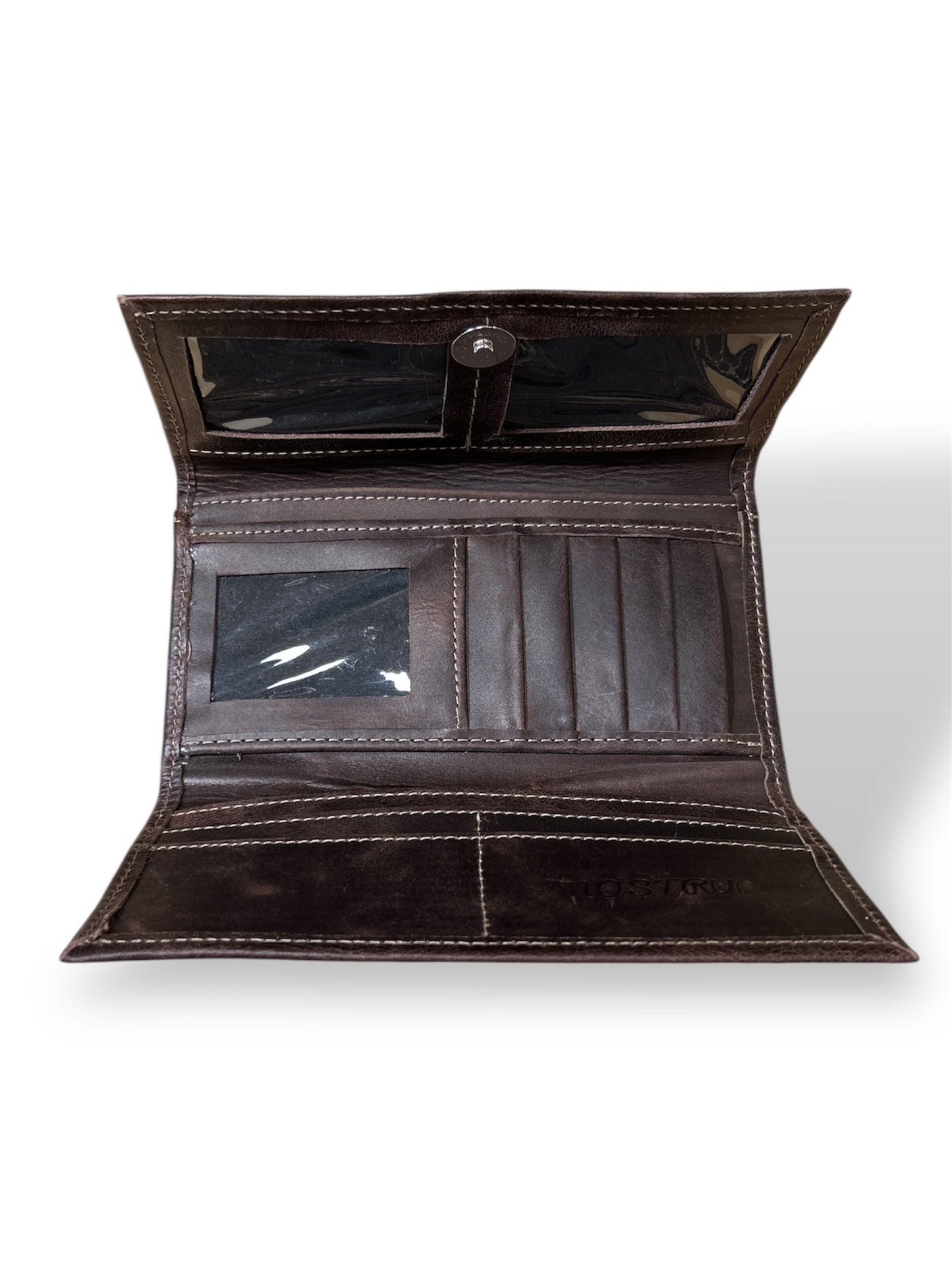 Billetera para dama de cuero marrón salvaje