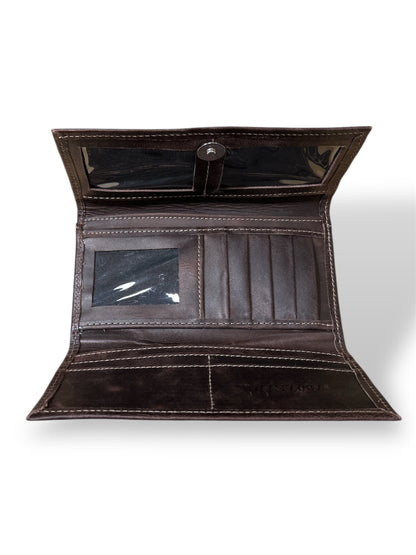 Billetera para dama de cuero marrón salvaje