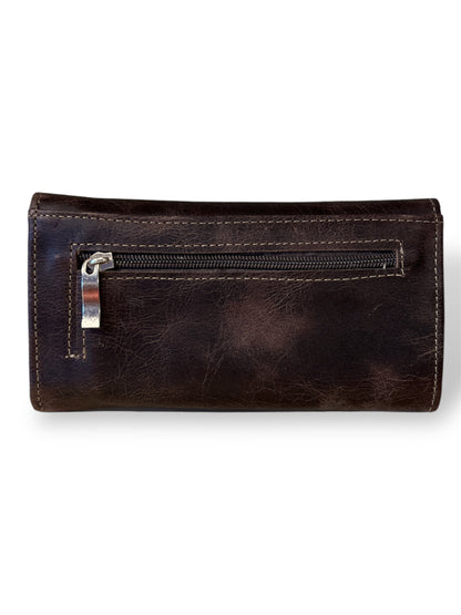 Billetera para dama de cuero marrón salvaje