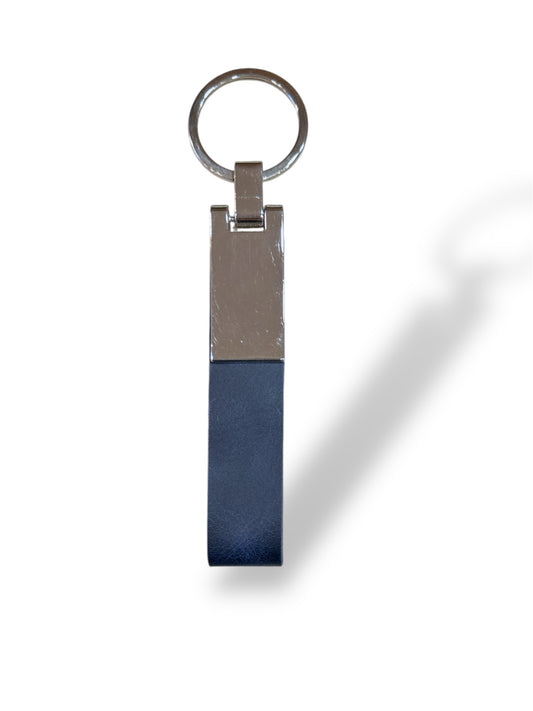 Llavero de cuero y metal color azul