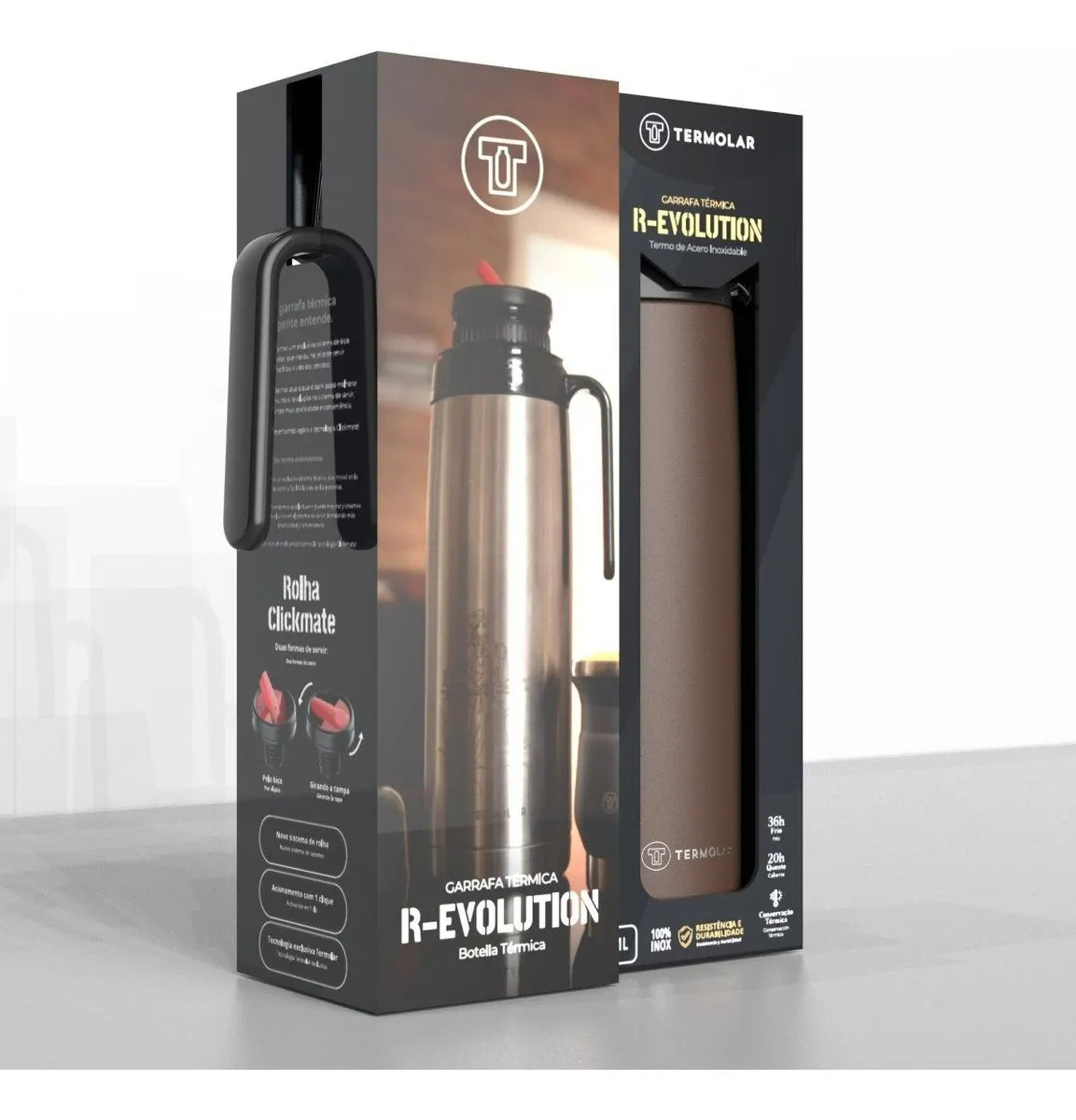 Termo Termolar 1litros R - Evolution CLickMate Inoxcolor bronce
